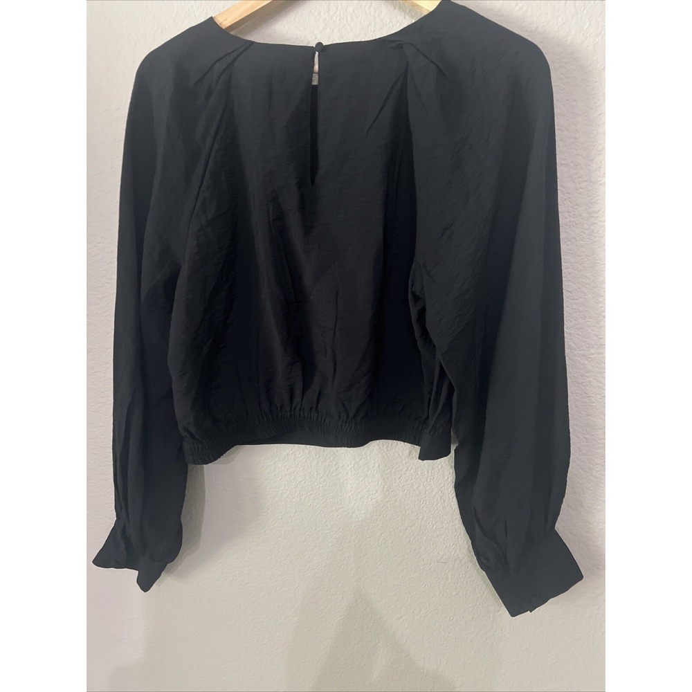 Banana Republic NWT Blouse BLACK Long Sleeve SIZE M Pleated - Picture 6 of 8